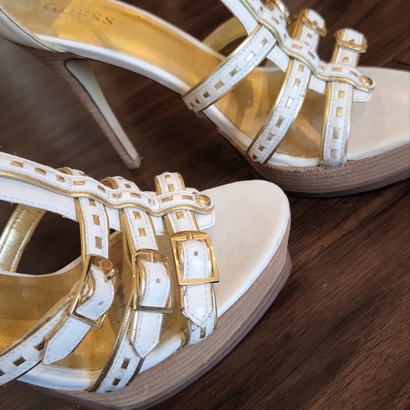 Gold and White Guess Platform Heels - Picture 7 of 7